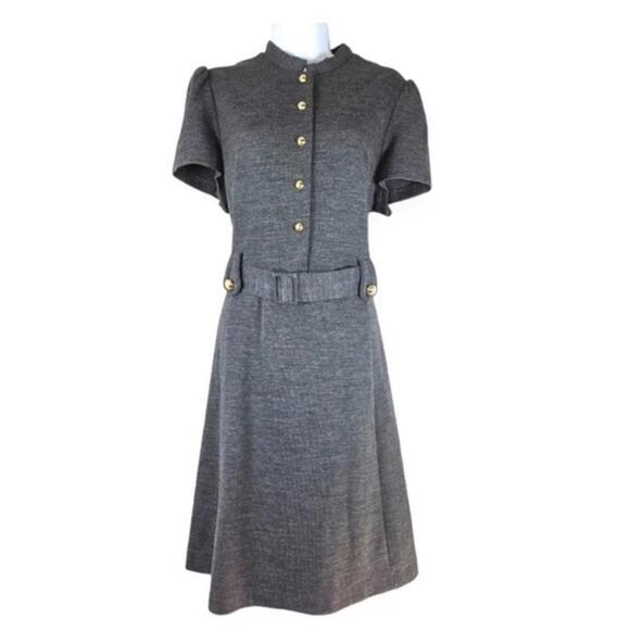 Milly Dresses & Skirts - Milly gray wool cap sleeve fit & flare Shirt dress Womens Size Large NWT